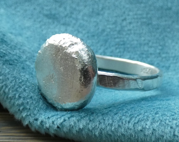 Chunky Hammered Sterling Silver Ring: Rustic Artisan Band