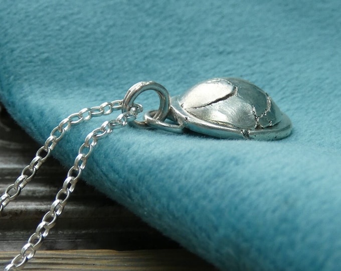 Small Rustic One of a Kind Sterling Silver Pendant Necklace , Minimalist Solid Silver Artisan Nugget Necklace,Handcrafted Textured Jewellery