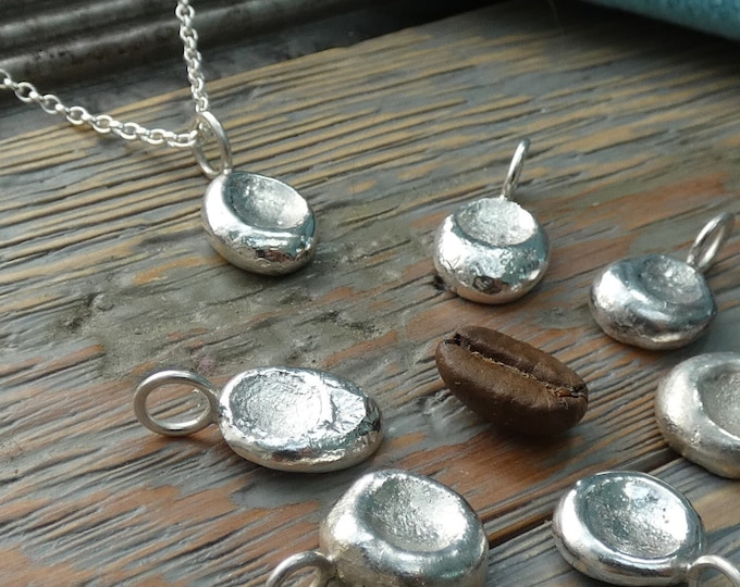 Silver Nugget Necklace, Recycled Silver Necklace, Minimalist Organic Shaped Solid Sterling Silver Pendant Necklace, Silver Pebble Pendant UK