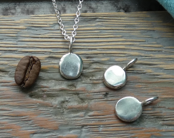 Handmade Rustic 925 Sterling Silver Disc Pendant Necklace / Ethically Made Recycled Silver Nugget / Layering Necklace
