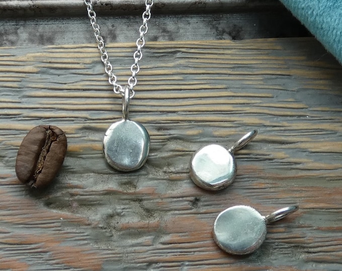 Handmade Rustic 925 Sterling Silver Disc Pendant Necklace / Ethically Made Recycled Silver Nugget / Layering Necklace