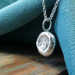 Rustic Molten Sterling Silver Nugget Necklace: Organic Pebble Pendant