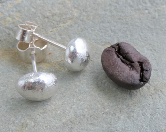 Organic Shaped Sterling Silver Nugget Stud Earrings, Minimalist Molten Silver Ear Studs, Rustic Artisan Elemental Silver Nugget Earrings, UK