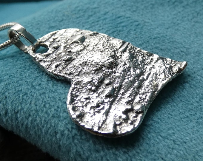 Slightly Tarnished Large Chunky Solid Sterling Silver Heart Pendant Necklace, Handcrafted Molten Silver Rustic Artisan Raw Jewellery, UK