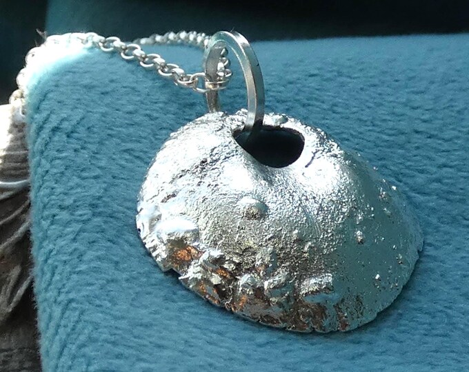 Reticulated Sterling Silver Domed Disc Pendant Necklace, Large Handcrafted Statement Artisan Solid Silver Necklace, OOAK Modern Jewellery