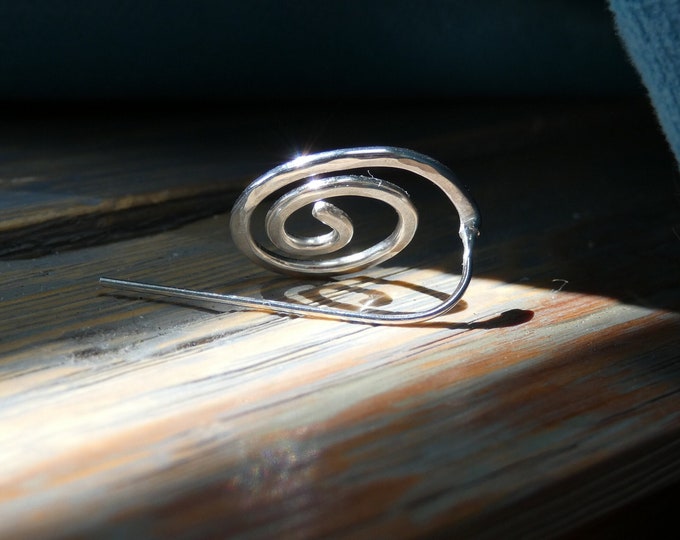 Asymmetric Spiral Earrings, Handcrafted Hammered Textured Solid Sterling Silver Geometric Artisan Earrings, Light Minimalist Organic Women's
