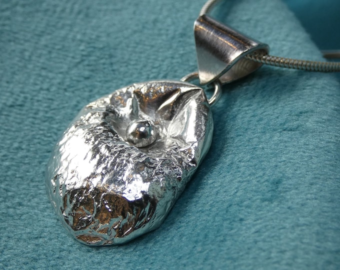 Large Chunky Solid Sterling Silver Pendant Necklace, Rustic Organic Artisan Silver Necklace, Freeform Molten Silver Necklace, One of a Kind