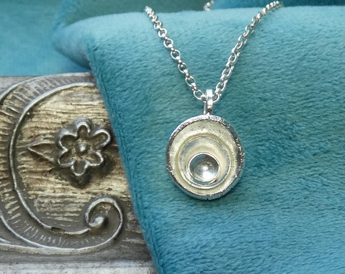 Rustic Molten Sterling Silver Nugget Necklace, Unique Organic Freeform Nugget Pendant, Handcrafted Artisan Solid Silver Pebble Necklace, UK