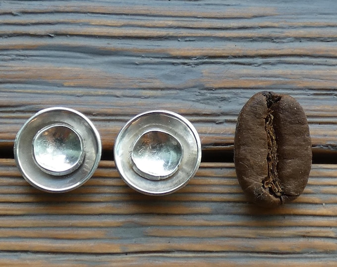 Organic Shaped Sterling Silver Nugget Stud Earrings, Minimalist Molten Silver Ear Studs, Rustic Artisan Elemental Silver Nugget Earrings, UK