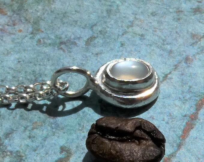 Tiny Dainty Moonstone Necklace, Handcrafted Rustic Sterling Silver Nugget Pendant Necklace, Minimalist Organic Shaped Gemstone Necklace, UK