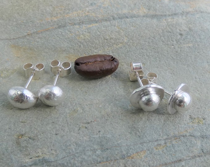 Handmade Silver Nugget Stud Earrings, Organic Shaped Sterling Silver Ear Studs, Silver Nugget Earrings, Elemental Silver Organic Earrings