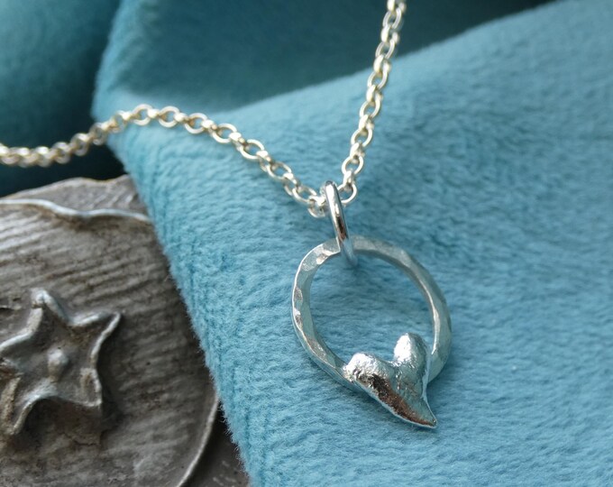 Minimalist Silver Heart Necklace, Handcrafted Sterling Silver Heart Shaped Pendant, Small Ethically Made Handmade Artisan Silver Jewellery