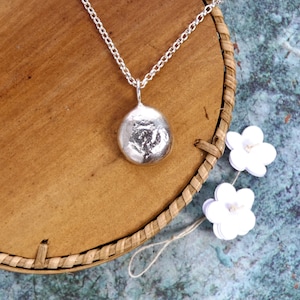 Handmade Sterling Silver Nugget Necklace: Molten Silver Pebble Pendant