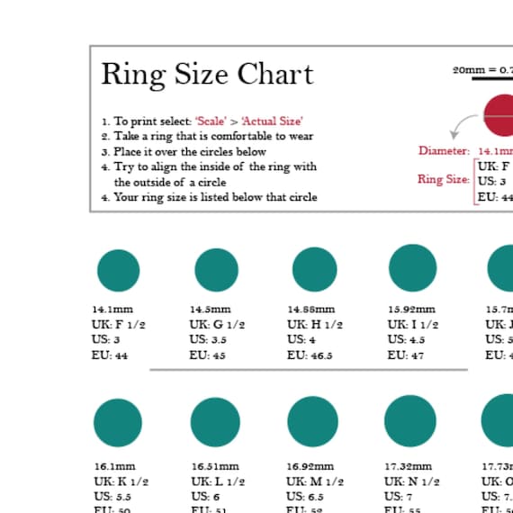 Easy to use Ring Sizer (UK sizes)