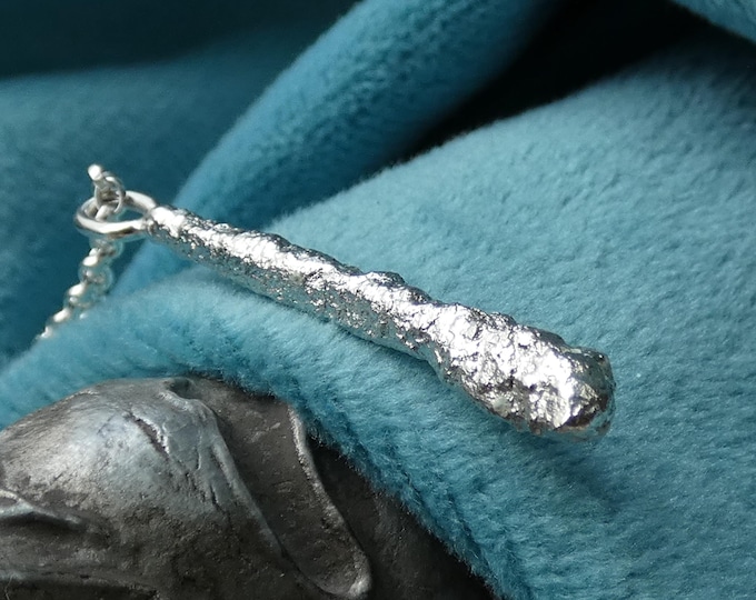 Reticulated Sterling Silver Vertical Bar Pendant Necklace, Light Minimalist Modern Molten Silver Artisan Jewellery, Simple Unique Piece, UK
