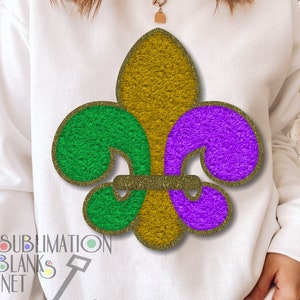 Fleur De Lis, MARDI GRAS, Png, Cajun Mardi gras, Sublimation Designs Digital Download, Clipart, chenille patch, purple, green, gold, diy