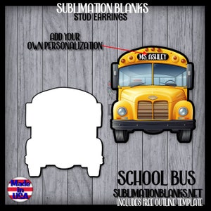 SCHOOL BUS DRIVER Sublimation Blanks Teacher Stuss Earring Stud Earrings Wholesale Back to School Teacher appreciation Cute Earrings Diy