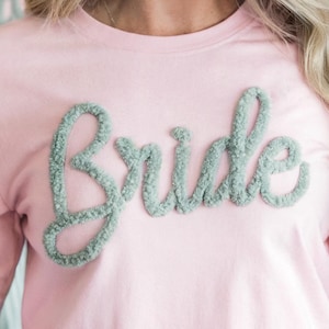 CUSTOM Long Sleeve CHENILLE Yarn EMBROIDERED Tshirt Personalized Fuzzy Letters Customized Clothing Spirit Shirts Team Name Christmas Gifts