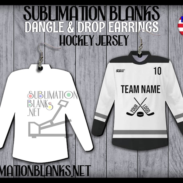 Ss HOCKEY JERSEY SUBLIMATION Blanks Earrings team gear Cute Earrings Dangle Earrings Jewelry Blanks diy school spirit Long Sleeve Shirt