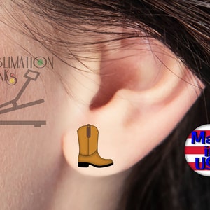 COWBOY BOOT Double Sided Earrings SUBLIMATION Blanks Wholesale Cute Earrings Dangle Earrings Jewelry Blanks diy Unique Earrings Fun Earrings image 8