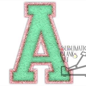 MINT Green, Pink, Gold, CHENILLE Letters, PNG, Patches, Varsity Alphabet, Font, Glitter Font, Sublimation Design Downloads, gold glitter