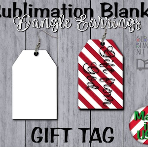 SINGLE SIDED Gift Tag Dangle Earrings SUBLIMATION Blanks Bulk Wholesale Cute Earrings jewelry Custom Christmas Gift Tag Earrings handmade