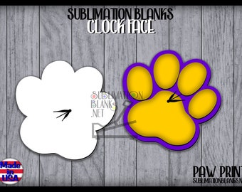 SUBLIMATION CLOCK FACE -Sublimation Blanks - Clock Hardware - Diy - Clock Kit - Wall Clock - Decor - paw print - dog lover - cat lover - paw