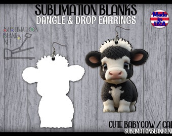 Ds SUBLIMATION BLANKS Cute Highland Cow, Farm Animal Cutout Dangle  Earrings, Jewelry, Fun Earrings, Cute Earrings, Unisub, Double Sided, Diy 