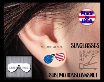 SUNGLASSES Earrings Studs SUBLIMATION Blanks Wood Earrings Blanks Stud jewelry Pendant Summer Earrings diy