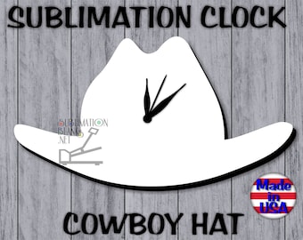 SUBLIMATION CLOCK FACE -Sublimation Blanks - Clock Hardware - Diy - Clock Kit - Wall Clock - Decor - country and western cowboy hat clock