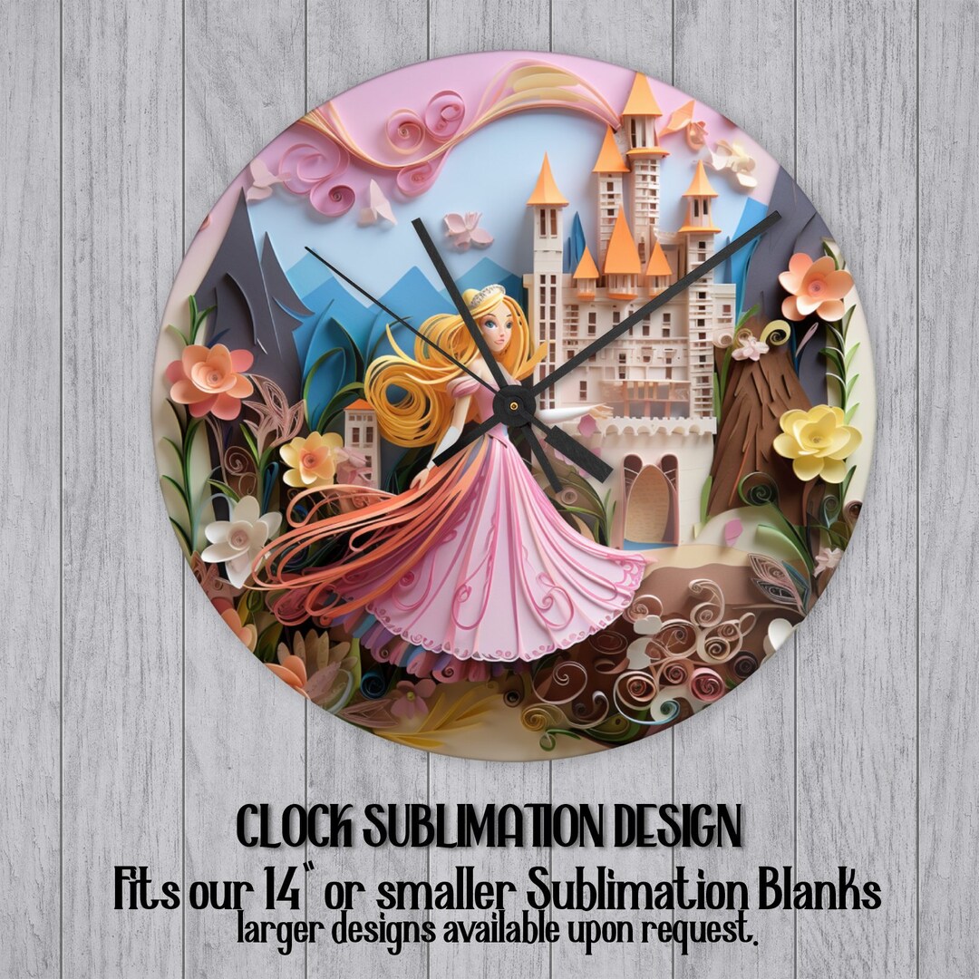 Princess Clock Drawing 3d PRINCESS FAIRY TALE Png Girl Printable Digital Paper Art Clock Face ...