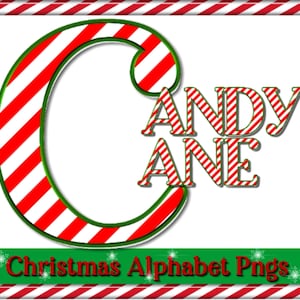 Diseños de sublimación de bastones de caramelo navideños, descarga de monogramas del alfabeto PNG, paquete de letras iniciales, clipart, imprimible DIY, rayas rojas y blancas