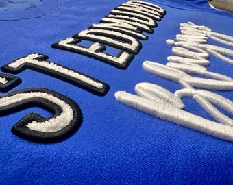Custom Embroidered Sweatshirt | 3D PUFF & Chenille YARN Embroidered Sweatshirt | Personalized Team Name | Game Day Shirt|  | Bluejays