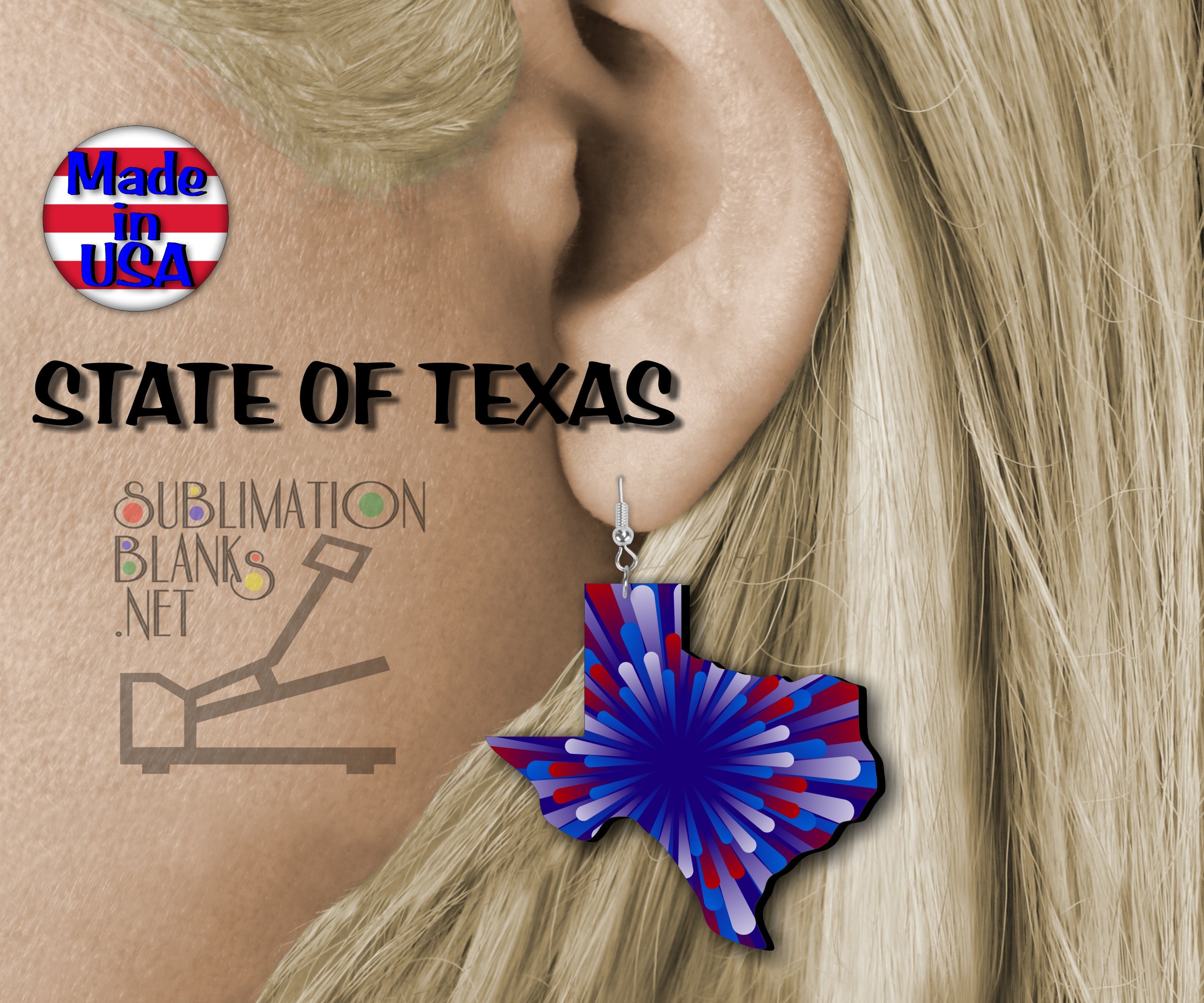 Earring Sublimation Blank - Texas