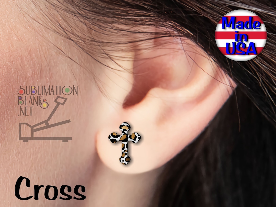 CROSS Studs Earrings SUBLIMATION Blanks Bulk Wholesale Earrings Cute