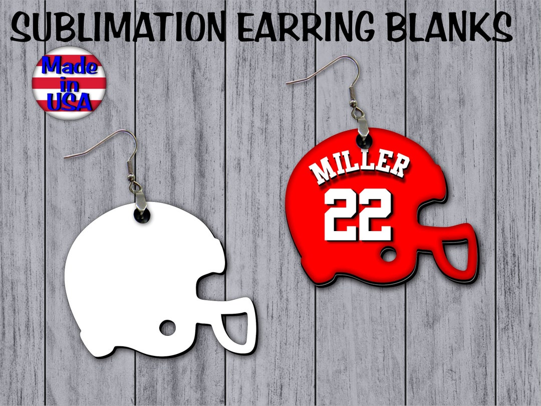 Football Helmet SINGLE Sided Earrings SUBLIMATION Blanks Earrings Team ...