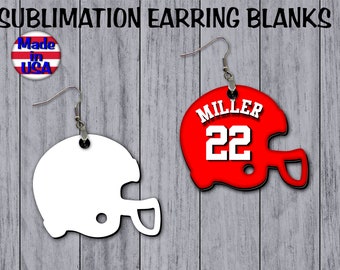 Football Helmet SINGLE Sided Earrings SUBLIMATION Blanks Earrings team gear Cute Earrings Dangle Earrings Jewelry Blanks diy school spirit