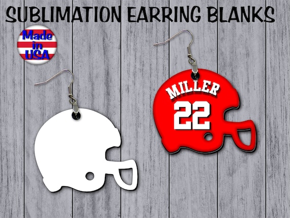 Football Helmet SINGLE Sided Earrings SUBLIMATION Blanks Earrings Team Gear  Cute Earrings Dangle Earrings Jewelry Blanks Diy School Spirit 