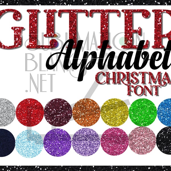 font SALE!!!! 14 Colors Large 10" GLITTER Letter Clipart PNG Font Christmas Sublimation Designs Downloads Alphabet Pack Bundle Diy Printable