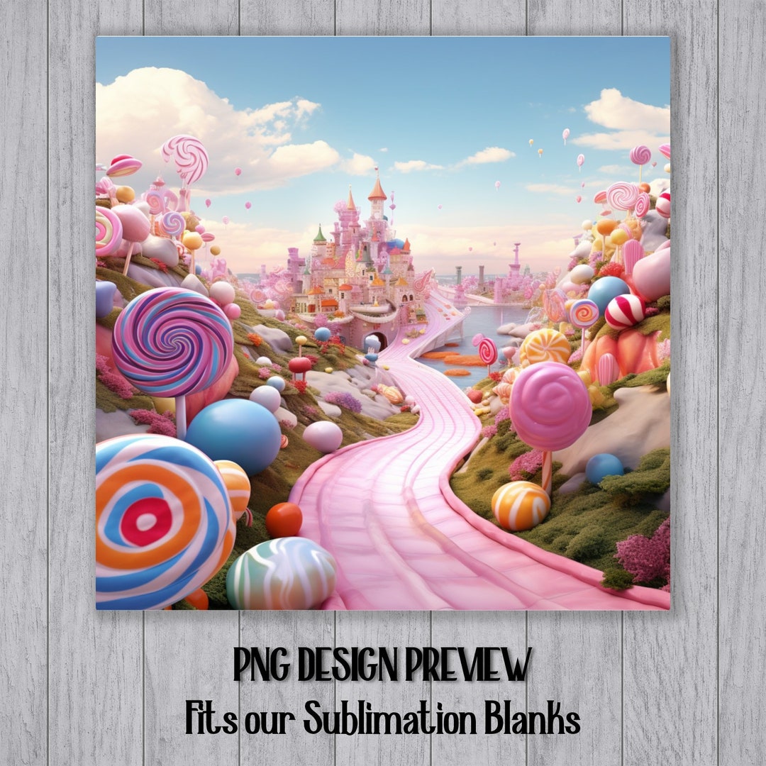 3d CANDYLAND Castle PNG Printable Candy Theme Clock Face Sublimation ...