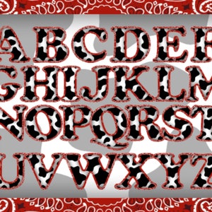 COW PRINT SVG, Monogram Svg Dxf Png Alphabet, Digital Download Cricut Cut Files Initial Letters Bundle Clipart svg files Font Western Cowboy