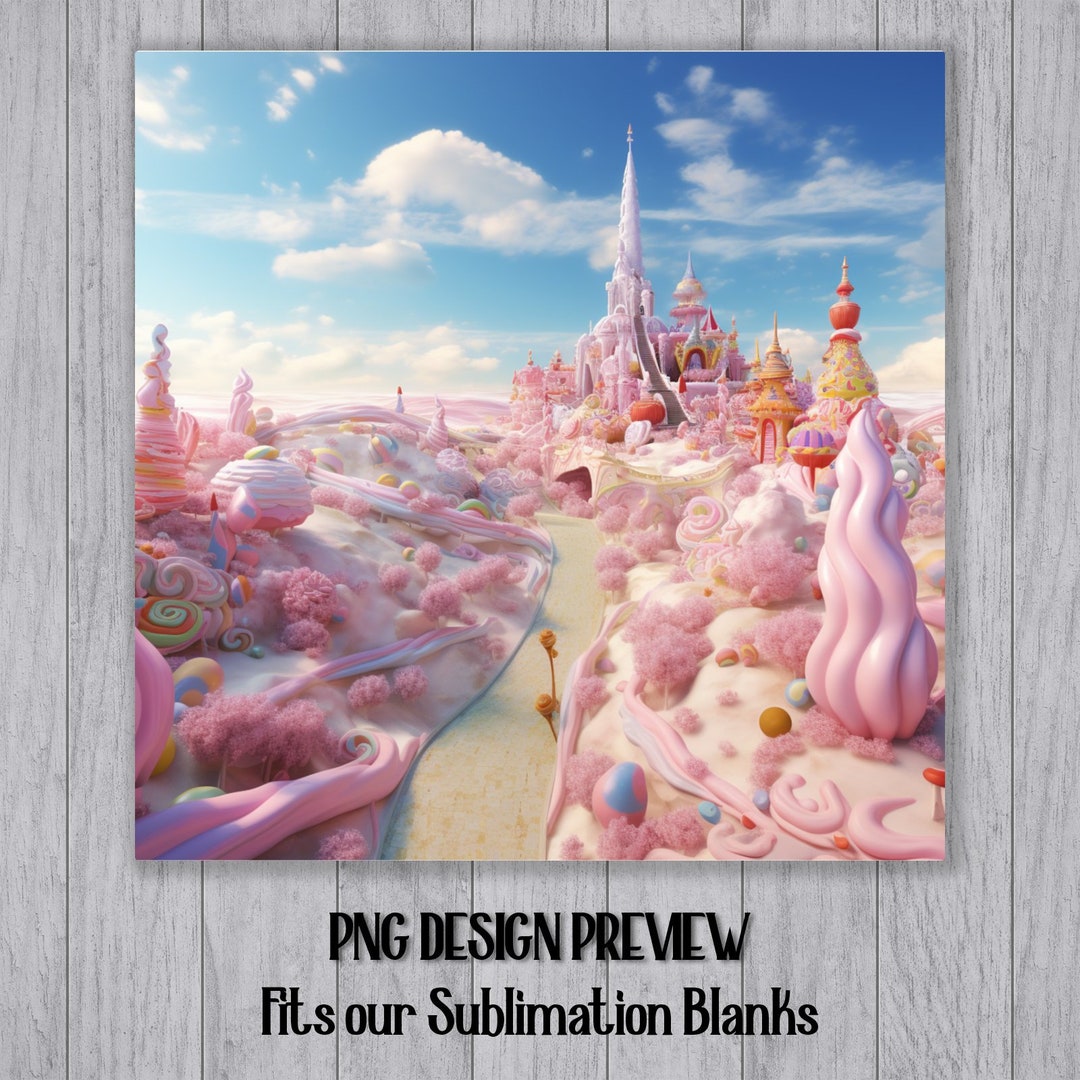 3d CANDYLAND Castle PNG Printable Candy Theme Clock Face Sublimation ...