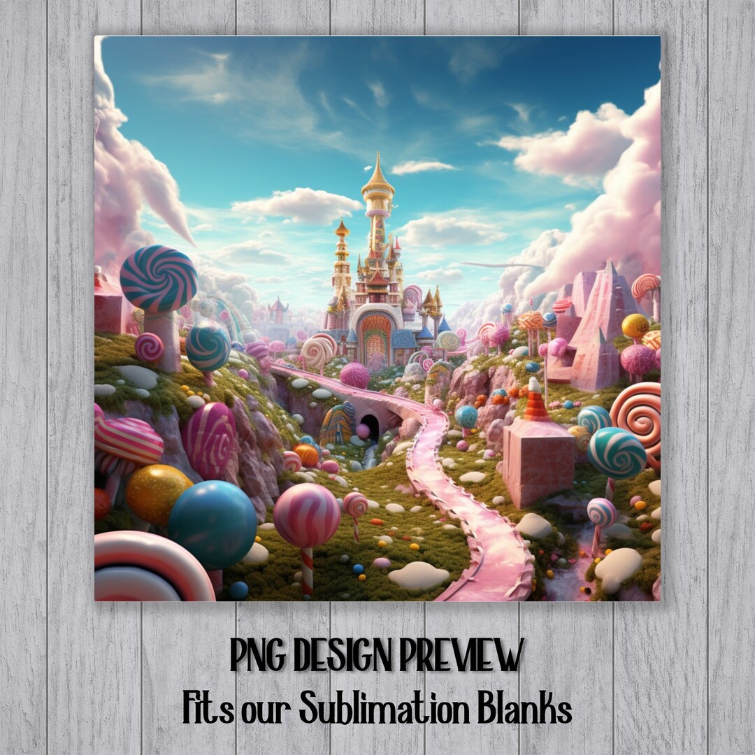 3d CANDYLAND Castle PNG Printable Candy Theme Clock Face Sublimation ...