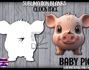 SUBLIMATION CLOCK FACE -Sublimation Blanks - Clock Hardware - Diy - Clock Kit - Wall Clock - Decor - pig, swine, sal, cute pig, farmhouse