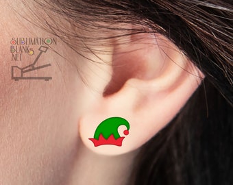 ELF HAT Earrings Stud Earrings SUBLIMATION Blanks Wholesale Cute Earrings Jewelry Blanks Holiday Earrings Christmas Earrings Studs