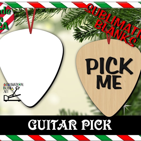 ds GUITAR PICK Christmas Ornament Sublimation Blanks Picture Ornament Photo Gift Christmas Decor Country Western Gifts custom guitar pick