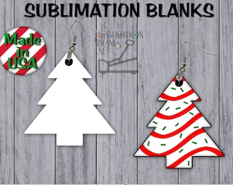 CHRISTMAS TREE Single Sided Dangle Earring Blanks Sublimation Blanks Sublimation Earrings Wholesale Prices Multiple Sizes Christmas Earrings