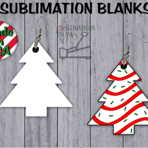 CHRISTMAS TREE Single Sided Dangle Earring Blanks Sublimation Blanks Sublimation Earrings Wholesale Prices Multiple Sizes Christmas Earrings