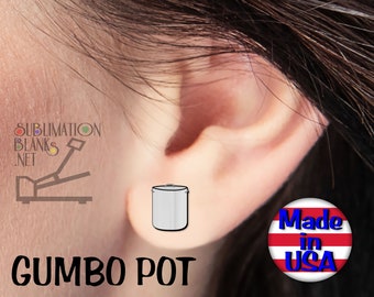 STUD Earrings CAJUN Gumbo Pot Crawfish Pot SUBLIMATION Blanks Bulk Wholesale Earrings Cute Earrings jewelry  Blanks Fun Earrings Louisiana