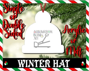 BEANIE, HAT, Pom, Sublimation BLANKS, Christmas Ornaments, Mdf, Diy, Sublimation, custom ornaments, blanks, holiday ornaments, Personalized